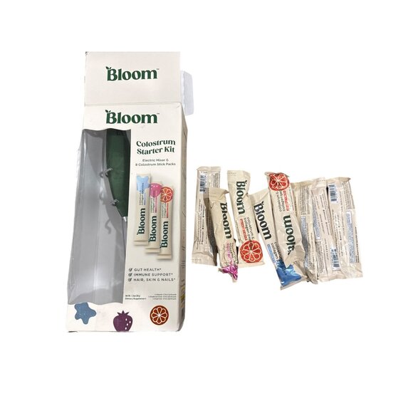 Bloom Colostrum Starter Kit With Electric Mixer & 8 Stick Packs For Gut Health & - Picture 2 of 8